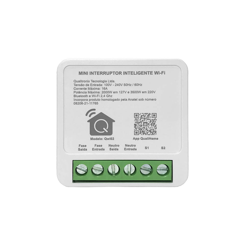 Mini Interruptor Inteligente Wi-Fi QualiHome - Modelo: QWI02